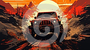 Stunning Graphic Design: Off Road Adventure With Animated Jeep