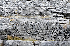 Beautiful gray rock wall in Burren Ireland photo