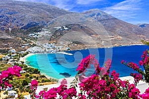 Stunning Greek beaches in Amorgos island,Aegialis bay, Cyclades photo