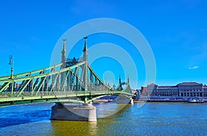 The stunning green Liberty Freedom Bridge, Budapest, Hungary