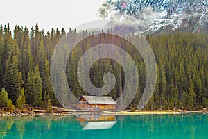 Stunning green waters of Lake Louise. Banff National Park Alberta Canada