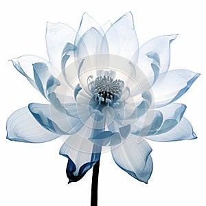 Translucent Blue Lotus Flower Photo: 3d X-ray Illustration On White Background