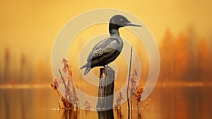 Stunning Hd Photograph Of Common Loon Perched On Branch