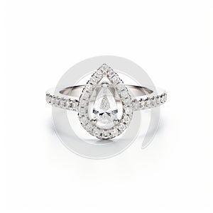 Stunning Hollow Halo Ring With Drop-shaped Diamonds In 18k White Gold