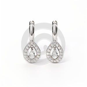 Stunning Hoop Earrings With Halo Design And Drop-shaped Diamonds