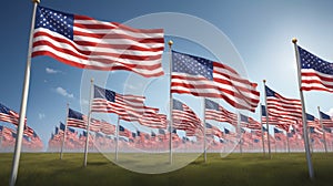 Field of Honor: American Flags Waving Majestically Under the Sun photo