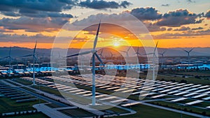 Golden Hour Power: Wind & Solar in Harmony