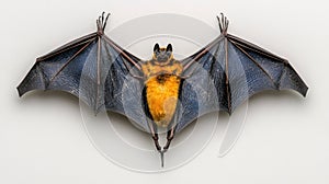Fruit Bat in Flight: Hanging Upside Down with Spread Wings