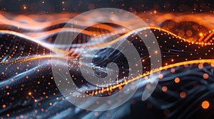 Flowing Data Waves on Dark Abstract Background