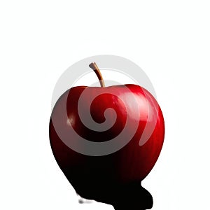 High contrast low key photograph of a vibrant red apple