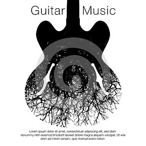 A stunning image of a guitar and tree