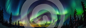 A stunning image of the northern lights, with their colorful, swirling patterns visible in the night sky, concept of