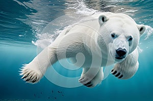 Stunning Image of a Polar Bear Diving in the Sea.