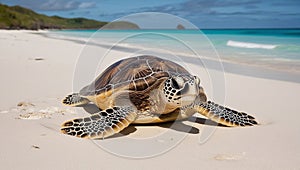 Sea Turtle on a Tropical Beach