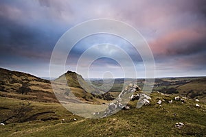 Stunning landscape of Chrome Hill and Parkhouse Hill in Peak Dis