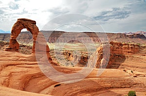 Stunning landscape of Delicate Arch in Arches National Park in Utah