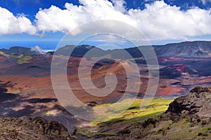 Stunning landscape of Haleakala volcano crater taken at Kalahaku overlook at Haleakala summit, Maui, Hawaii