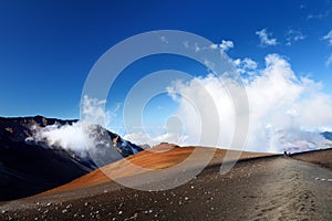 Stunning landscape of Haleakala volcano crater taken from the Sliding Sands trail, Maui, Hawaii