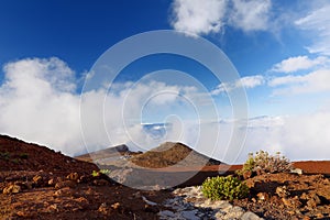 Stunning landscape view of Haleakala volcano area seen from the summit. Maui, Hawaii