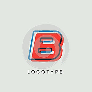 Stunning Letter B with 3d color contour, minimalist letter graphic for modern comic book logo, cartoon headline