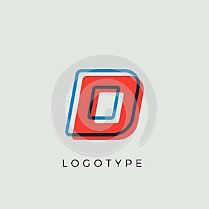 Stunning Letter D with 3d color contour, minimalist letter graphic for modern comic book logo, cartoon headline