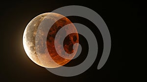 A stunning lunar eclipse graces the dark heavens, cloaking the moon in a deep, blood-red hue, captivating and mystifying