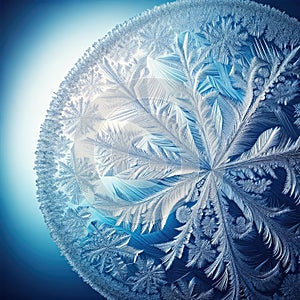 Stunning Macro Frost Crystal Patterns on Glass, AI Generated