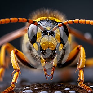 Stunning Macro Photograph Of A Black And Yellow Wasp In Caras Ionut Style photo