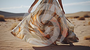 Stunning Marbleized Long Dress: Exquisite Maxi Skirt In Desert