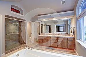 Stunning master bathroom with double vanity cabinet