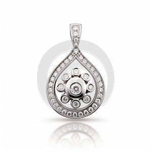 Stunning Medallion Piece: Hollow Halo Design With Drop-shaped Diamonds In 18k White Gold