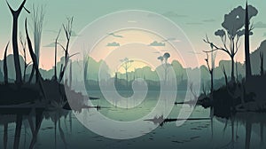 Stunning Minimalist Vector Illustrations Of Swamps