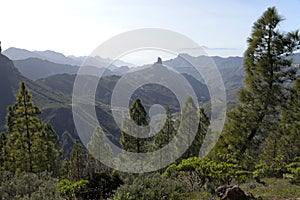 Stunning nature in the highlands Cruz de Tejeda at Gran Canaria, canary island under Spanish flag.