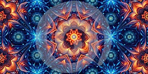Stunning Navy Blue Geometric Abstract Pattern with Symmetrical Ornamentation A Long Exposure Effect for Design photo