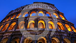 Enchanted Colosseum at Night. Iconic ancient Roman architecture. Majestic arches illuminated. Perfect for travel and photo