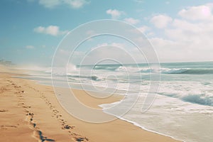 A Stunning Ocean and Sandy Beach Shot Capturing Nature's Serenity