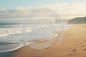 A Stunning Ocean and Sandy Beach Shot Capturing Nature's Serenity