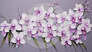 Stunning Orchid Art: Decorative Purple Orchids On Grey Background photo