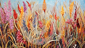 Stunning Ornamental Grass Art: A Masterpiece Of Thick Impasto Painting