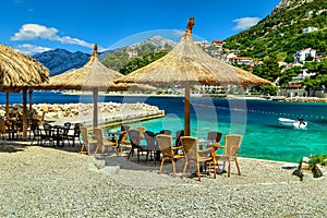 Stunning outdoor tropical beach bar,Brela,Dalmatia,Croatia,Europe