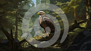 Eagle In The Forest: Detailed 2d Game Art Illustration photo