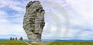 Stunning panorama Manpapunskie rock formations. Magnificent view of the recognized miracle of nature in Russia