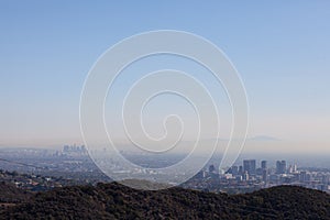 Stunning panoramic view of Los Angeles from Kenter Trail Hike in Brentwood. Overlooking Beverly Hills, Hollywood