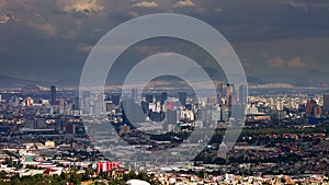 Stunning panoramic view of mexico city in a cloudy day