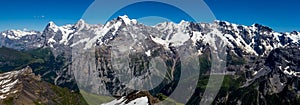 Stunning Panoramic view of Swiss Alps, Jungfrau mountain range from schilthorn, Murren, Switzerland