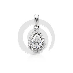 Pear Shaped Diamond Pendant On White Gold - Sir James Guthrie Style