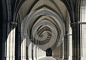 Gothic Architecture's Arched Corridor: Symmetry, Light, and Perspective in Stone