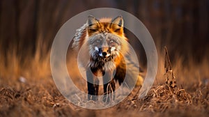 Stunning Photo Of A Red Fox Walking Through A Field At Sunset