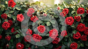 Vibrant Red Roses in Lush Natural Surroundings photo