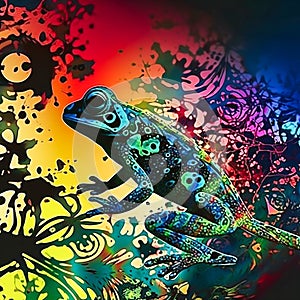 Stunning photo of a tropical treefrog vibrant larg. Generative AI